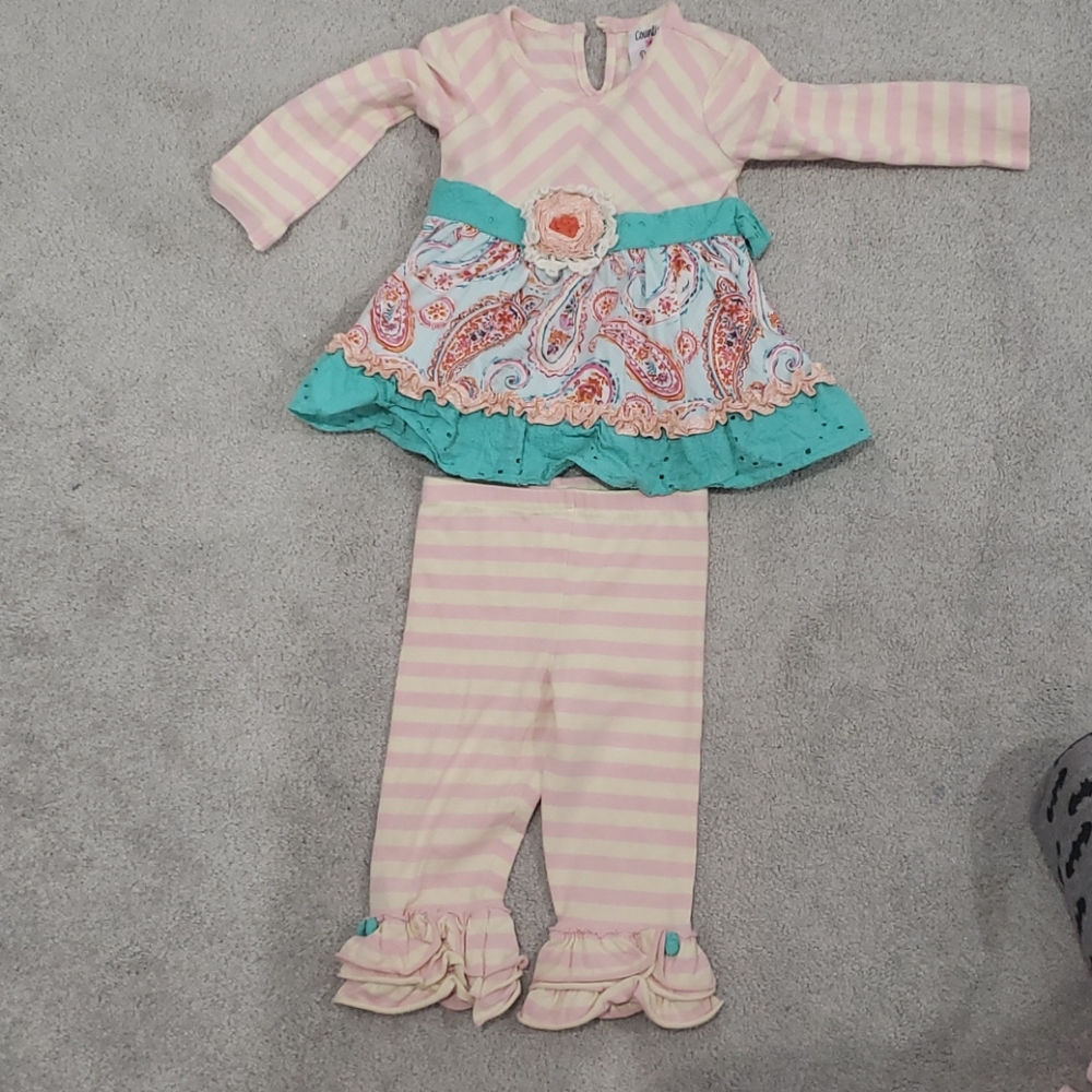 Paisley and striped girls set
